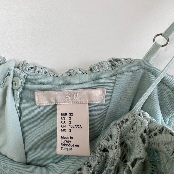 H&M Embroidered Eyelet Ruffle Spaghetti Strap Dress - Picture 6 of 8